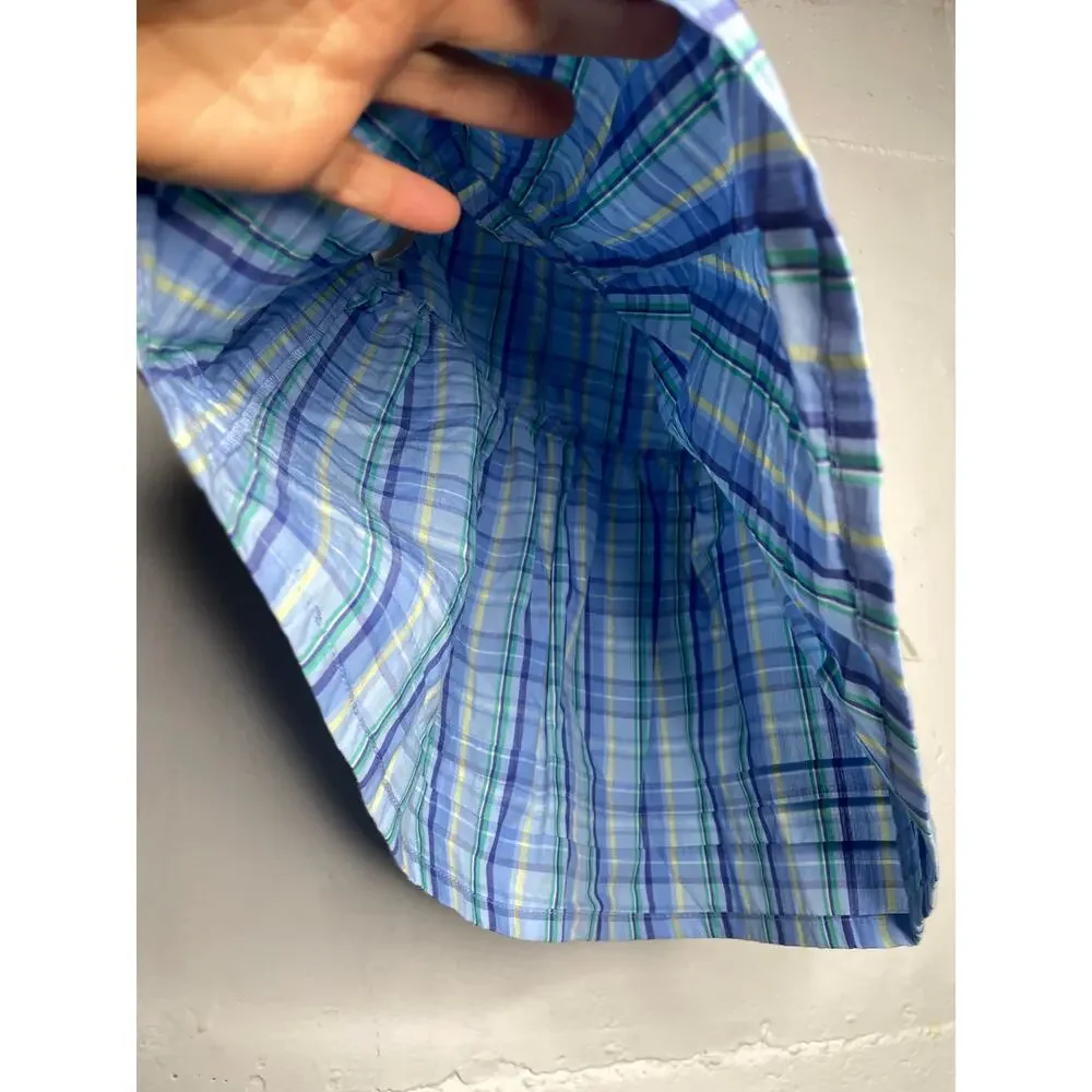 NEW Vintage Osh Kosh Girls Blue Plaid Dress Cotton 2T Sleeveless